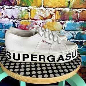 Superga Canvas Sneakers Platform Spell Out Size 7.5 Shoes